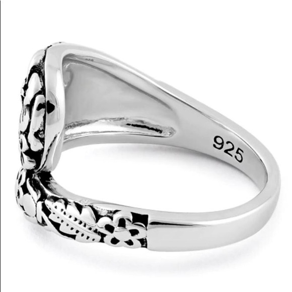 925 STERLING SILVER Cute Floral Spoon Ring - Picture 16 of 16